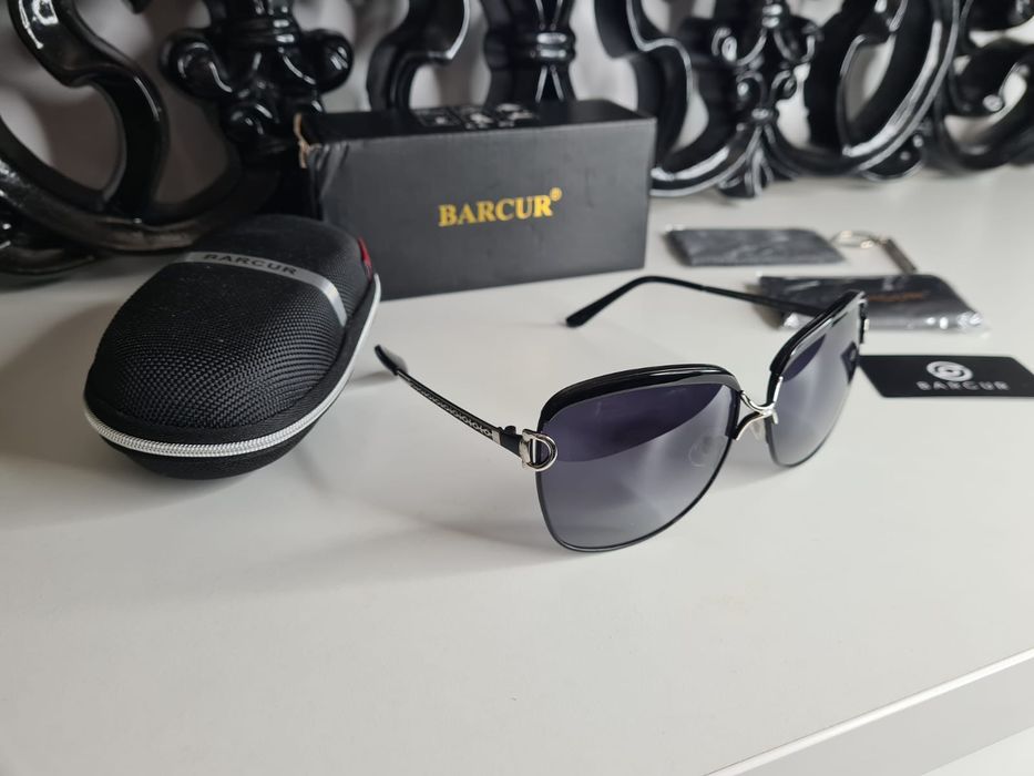 HIT Nowe Damskie Okulary Przeciwsłoneczne BARCUR UV400 Czarne Okazja