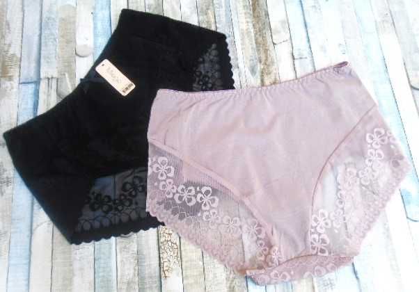 Miego /  majtki bawełniane z koronką 4XL  czarne pudrowe