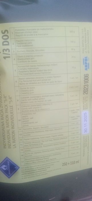 Racje żywnościowe 14szt s-r jedzenie na wojnę zapas