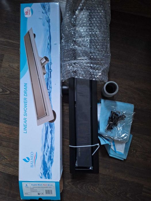 Odpływ liniowy 60 cm podłogowy , czarny mat Balneo Duplex Next