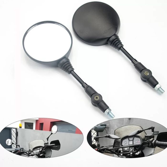 Par de espelhos redondos homologados 10 cm M10 haste moto cafe racer