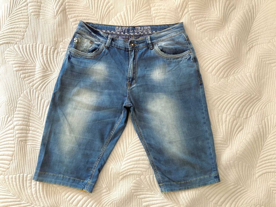 Spodenki męskie jeansowe szorty denim W36 XL niebieskie letnie!