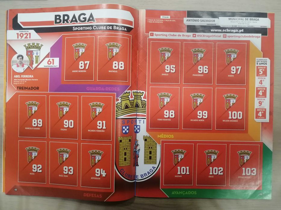 Caderneta Futebol 2017-18 - Panini [Vazia]
