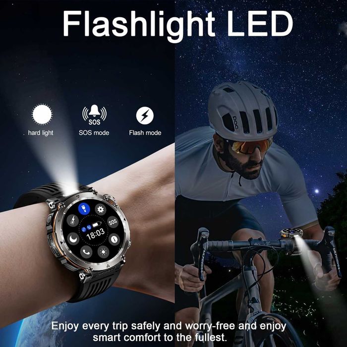 Смарт часы: VWAR HT30 MAX. NFC. Compass1000mAh. LED-фонарик.
