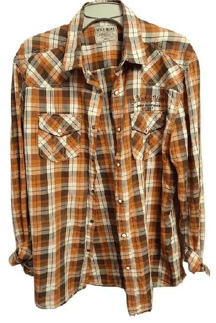 Koszula męska - krata brąz – xl