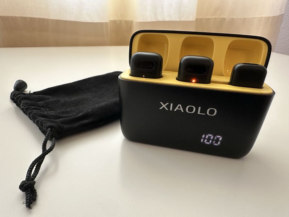 Par de microfones Lavalier sem fios para iPhone (Lightning) + Estojo