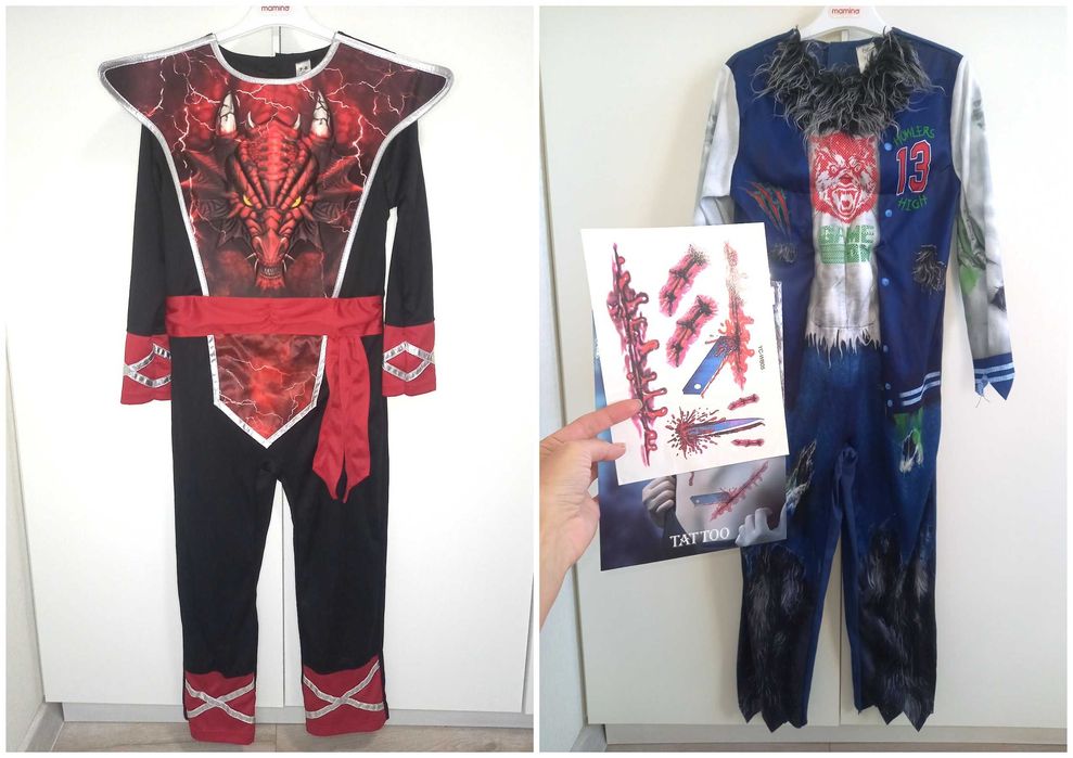 Костюм дракона ніндзя вовкулака вовк на хелловін новорічний 7-8 років