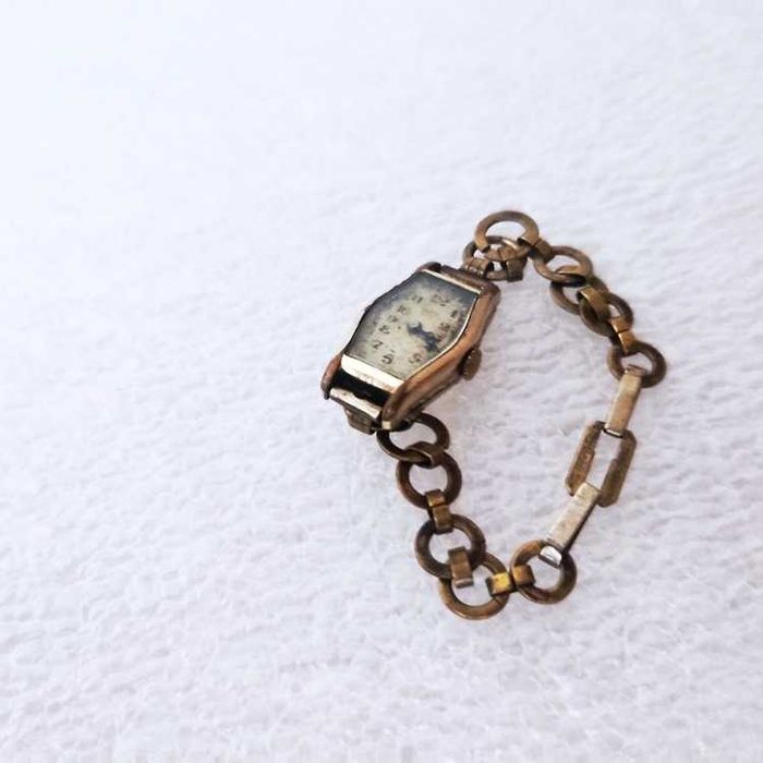 Relogio antigo de corda banhado a ouro de 20 microns A funcionar