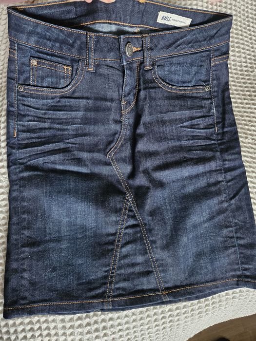 Spódnica jeans ciemny granat bawełna S