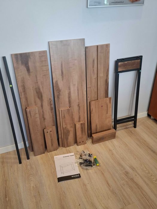 Stolik konsolowy z 2 szufladami,wielbłądzi brąz