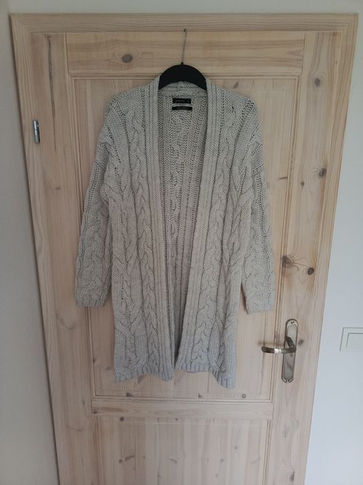 Szary wełniany sweter sweterek kardigan narzutka wool  Reserved 38 M