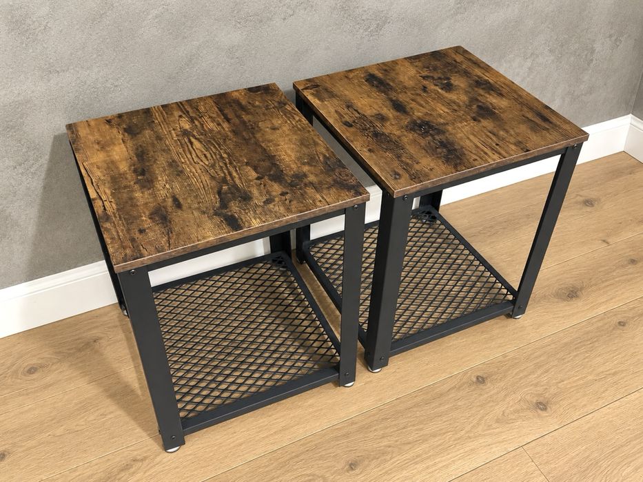 2 aparador consola estante mesa apoio industrial metal madeira rustica