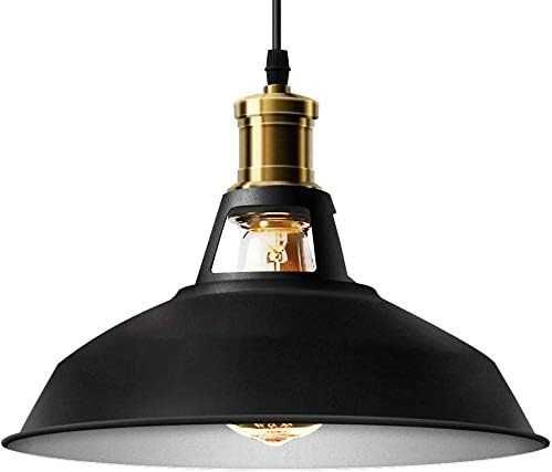 Czarna lampa wisząca Lightess, metalowa, styl retro, średnica 27 cm