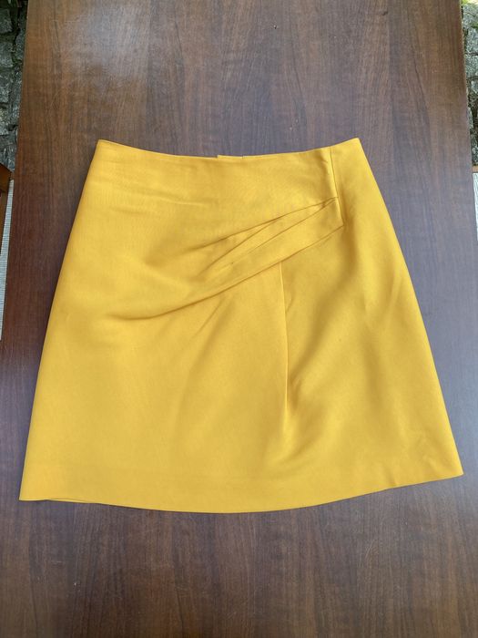 Żółta jedwabna wełniana plisowana spódnica mini Chloé
