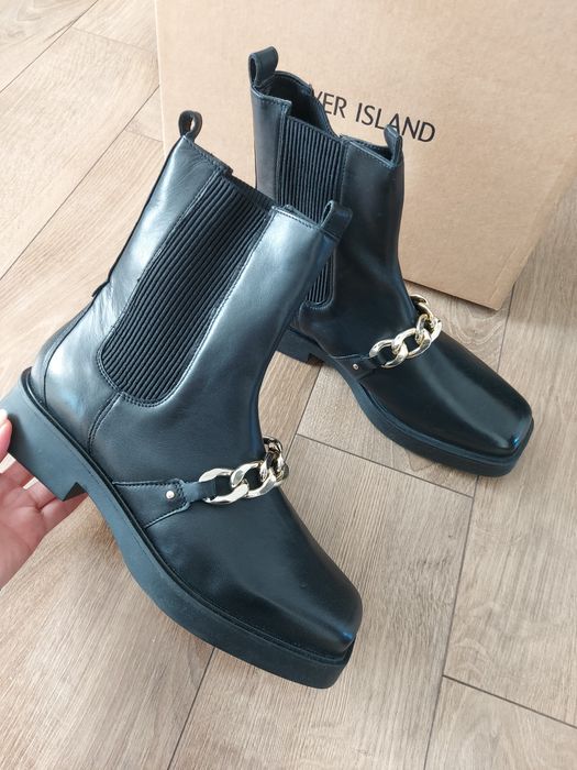 Nowe skórzane botki River Island 40