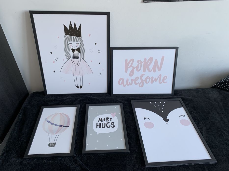Zestaw obrazków do pokoju dziecęcego dziewczynka dekoracje baby dzieci