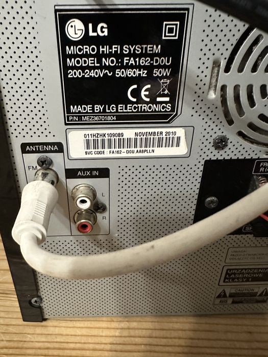 Mini wieża LG FA162 mp3 , USB,RDS bez glosnikow