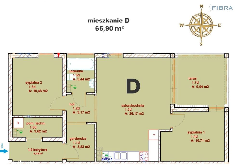 Apartament Premium 65,9m2 +10m2 taras - os.Batory