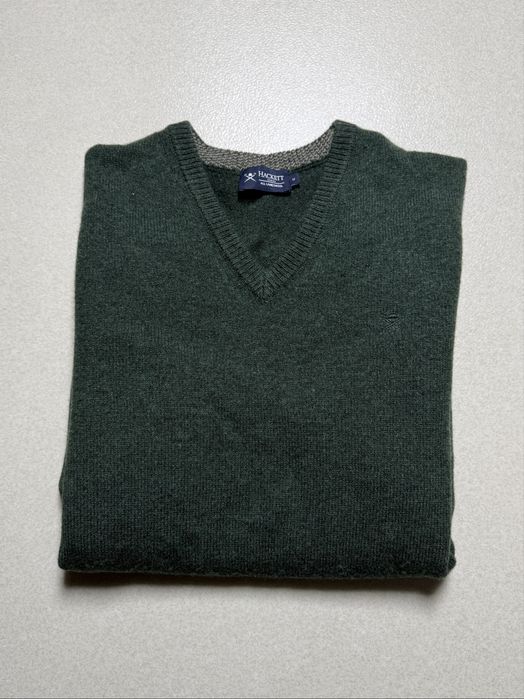 Sweter wełniany zielony męski Hackett London r. M