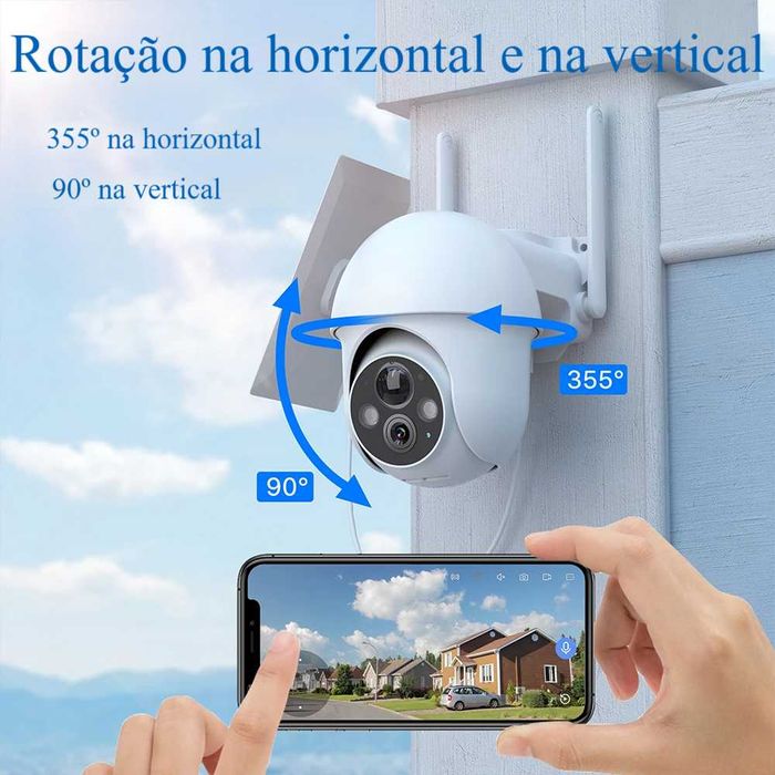 Câmara WiFi 3MP * c/ Bateria * Solar * Visão Noturna * Áudio