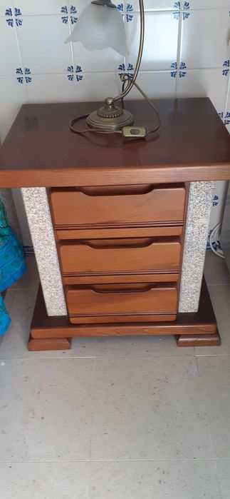 Mobília quarto casal madeira, granito e ferro