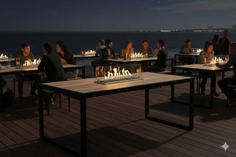 Mesa Jantar - Com lareira a bioetanol