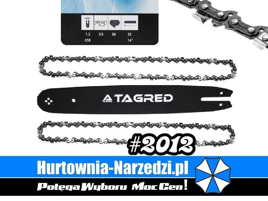 5x Prowadnica 14"/35cm 3/8" 1.3mm 50 + 10 łańcuchów Sthil sthila A074