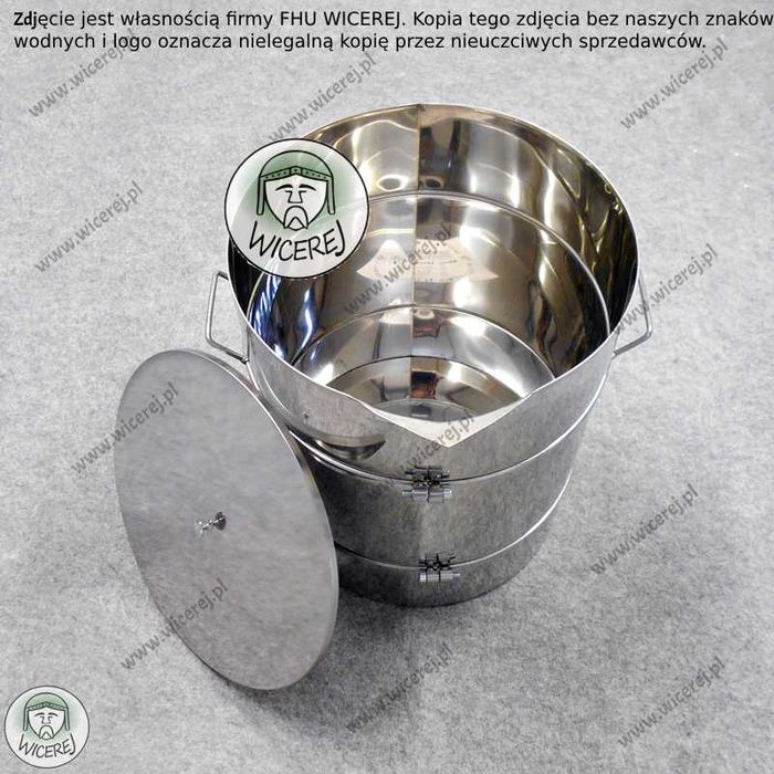 Odstojnik do miodu Nierdzewny 60L z SITEM i z Profilowanym Stożkiem