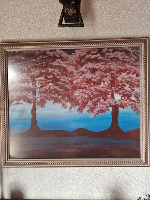 Pintura a óleo com moldura