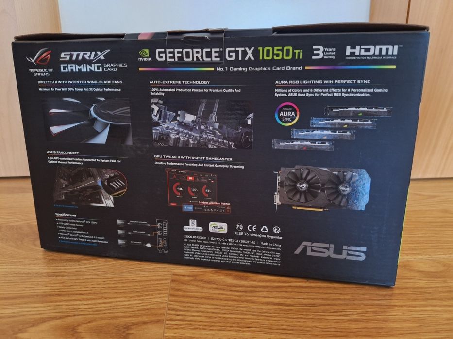 Placa Gráfica- Asus STRIX  GTX 1050 TI