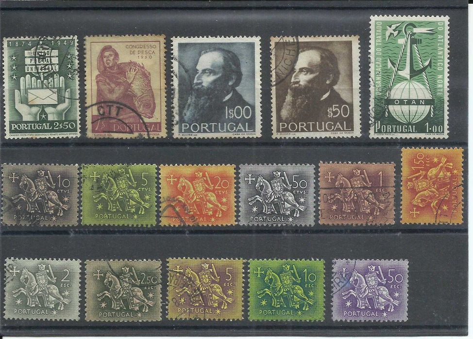 Selos portugueses – 100 selos usados - entre 1856 e 1953