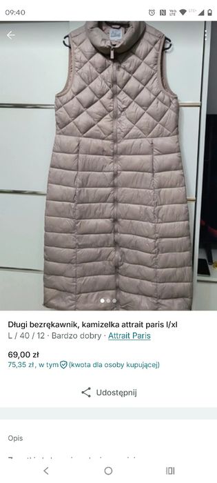 Długi bezrękawnik, kamizelka l