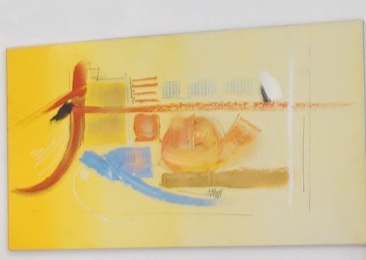 Tela Pintada á mão Tons Amarelados 1,30mx0,80m