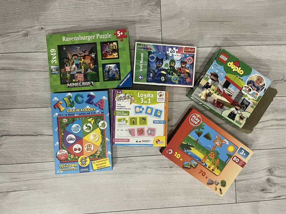 Zestaw gier, układanek i Lego Duplo