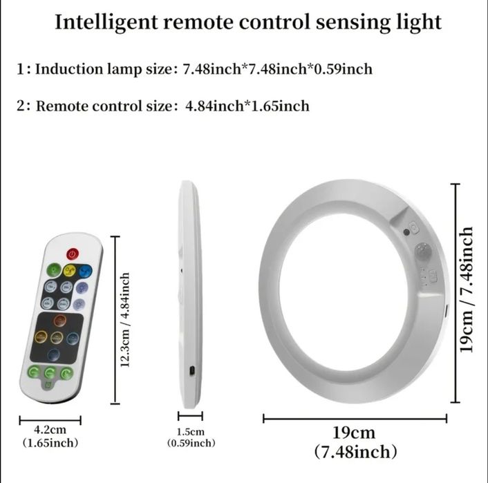 LED світильник (8000 mAh) з пультом, 500 LM, 6500К, сенсор руху