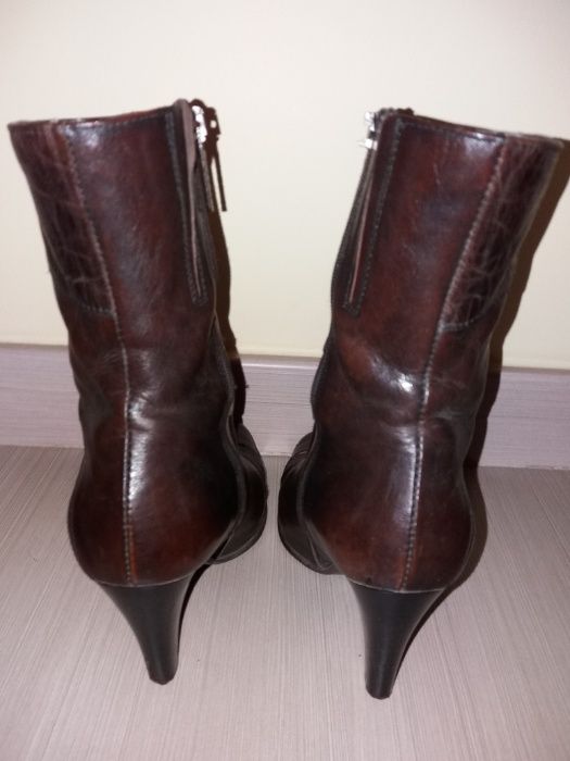 Sprzedam buty eleganckie DAMSKIE KOZACZKI SKÓRZANE BRĄZOWE, rozm. 37