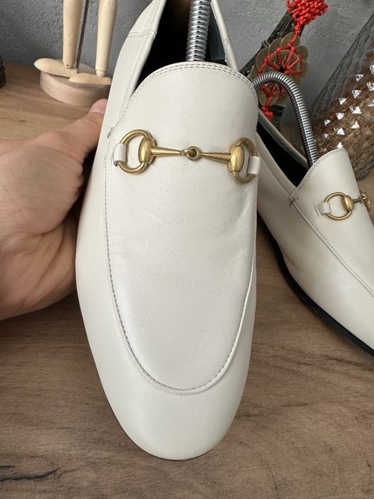 Gucci Horsebit Loafers Leather White / Black Białe Czarne 39,5