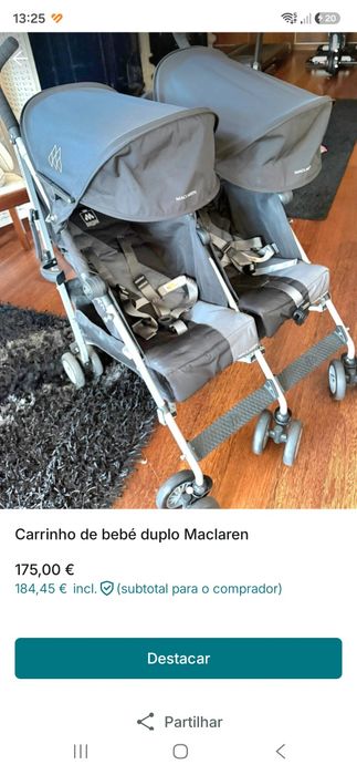 Carrinho Gémeos Maclaren Twin Triumph – Muito Bom Estado