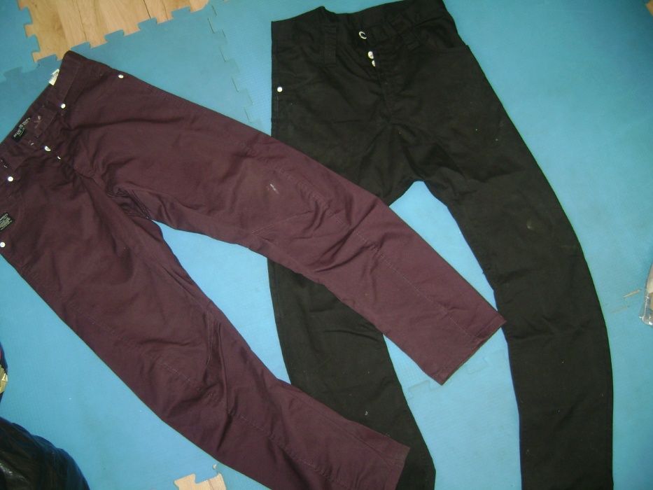 2x Męskie spodnie jeansy czarne,bordo r.M 31/32