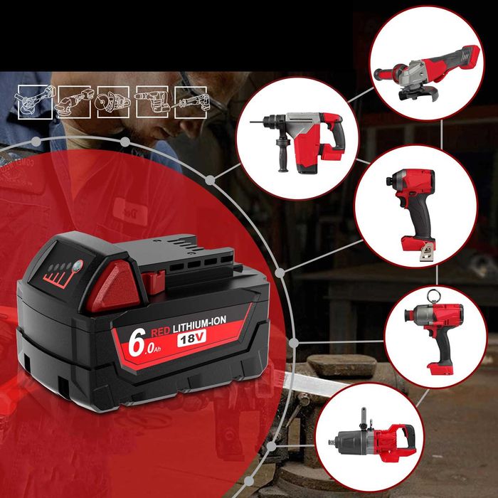 Mocny Akumulator Bateria Milwaukee M18 18V 6.0Ah do elektronarzędzi
