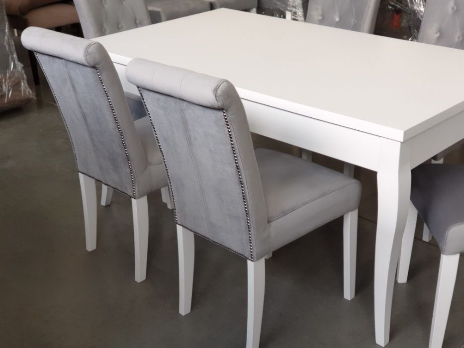 Krzesło glamour pikowane szare białe  tapicerowane PRODUCENT nowe