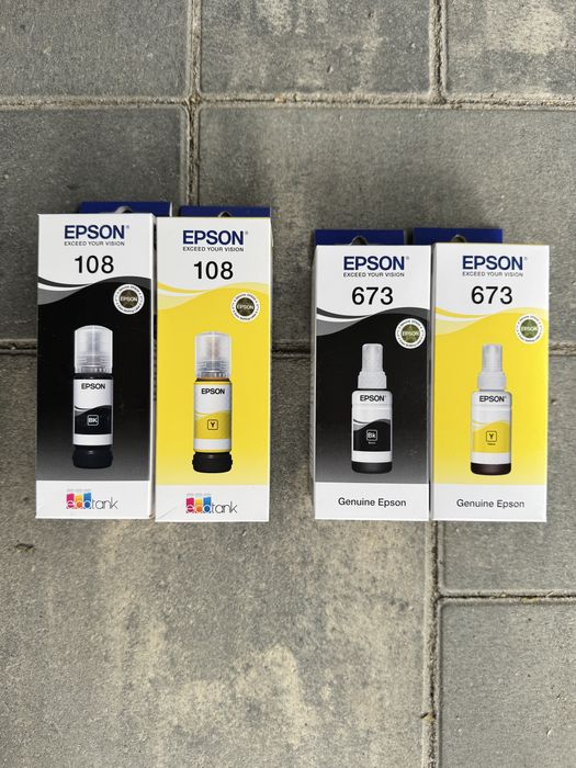 Чернила Epson 108 и 673 для шести цветных принтеров