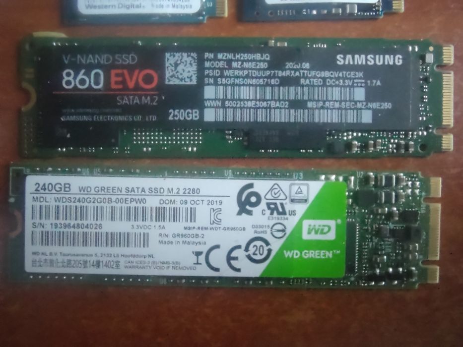 Швидкі SSD M.2 2,5" 64/128/160/256/480/512Gb NVMe/SATA Samsung Hynix