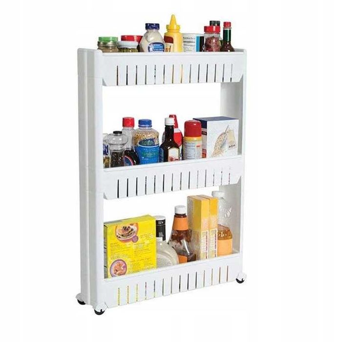 Полка,полиця на колесах, біла,поличка для ванної та кухні на колесах