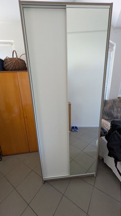 Szafa Ikea Trysil 80x61x202 przesuwne drzwi lustro Biała
