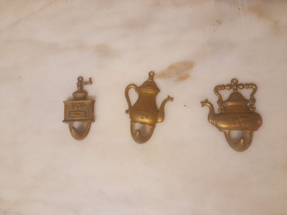 Conjunto de 3 Ganchos Vintage em Latão