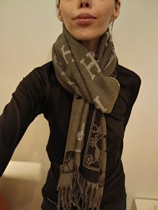 Hermes szal kaszmir klasyk beż brąz