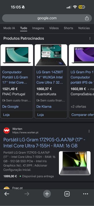 Portátil LG intel ultra 7 core