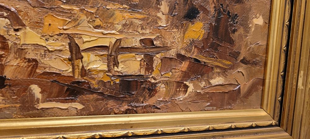 Obraz olejny J.P. Nielsen, 45×55 cm, oryginalna etykieta galerii