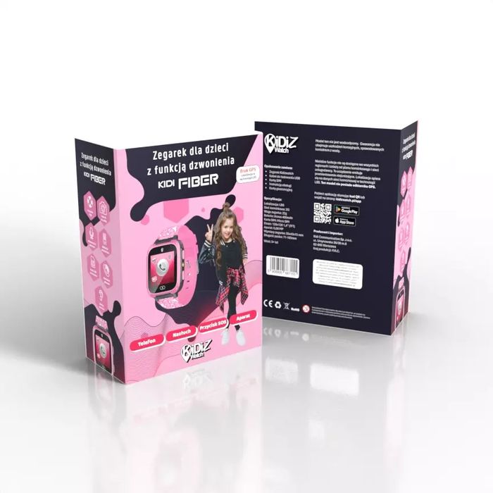 Smartwatch dla dziecka  KiDiZ Fiber różowy. KidiZ